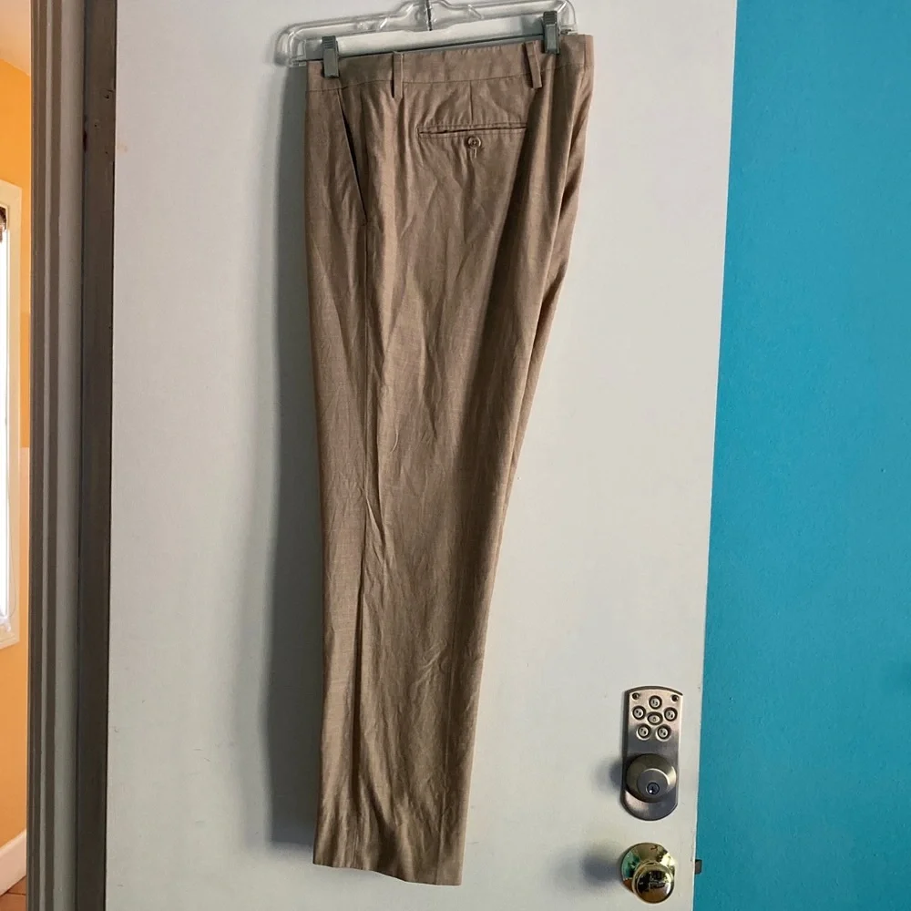 Bonobos Slim Fit Trousers Mens Size 34 X 30 Tan Cotton Dress Pants Summer Casual